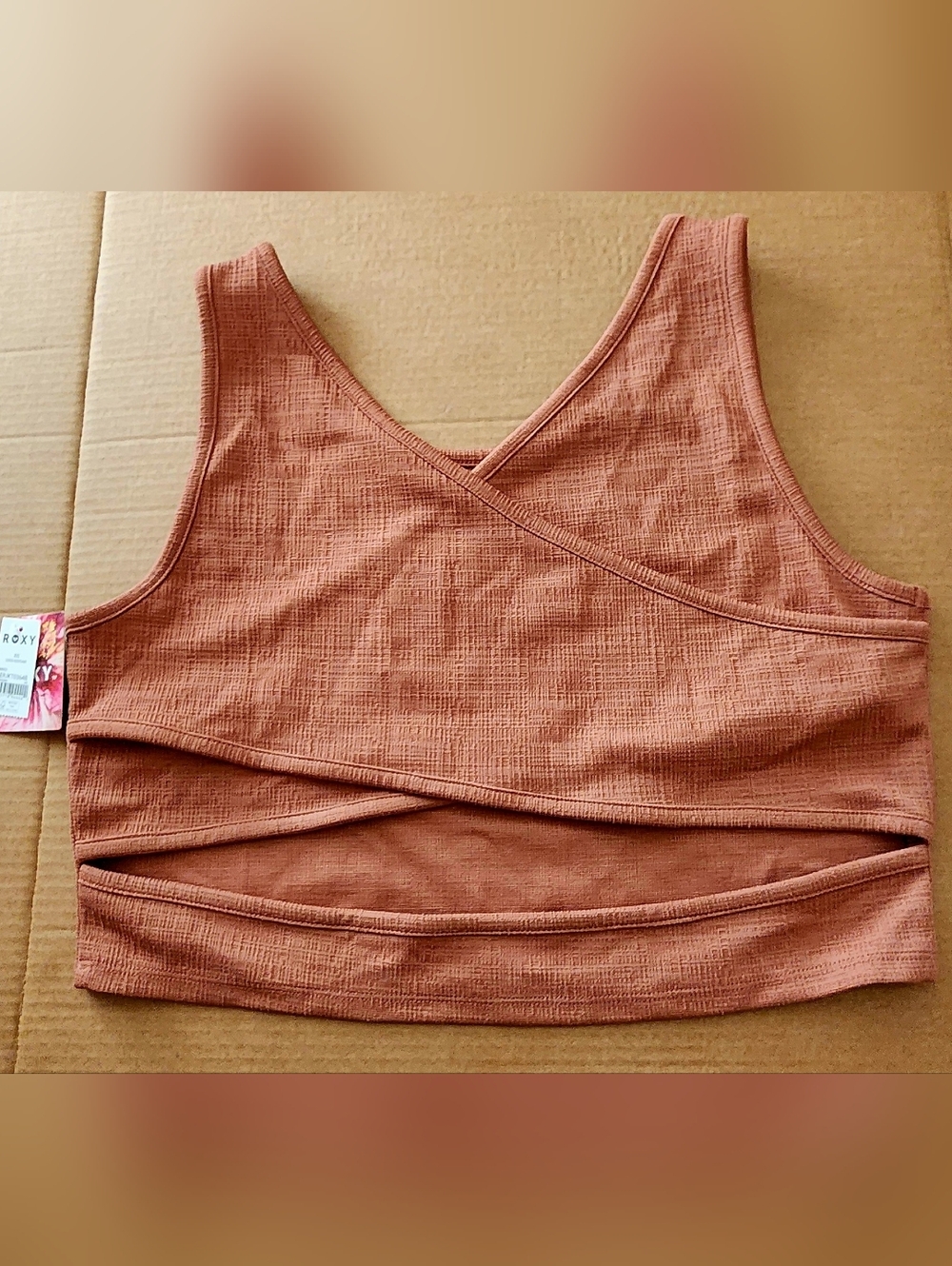Roxy Ribbed Wrap-Back Crop Tank Women's 2XL - Picture 3 of 5